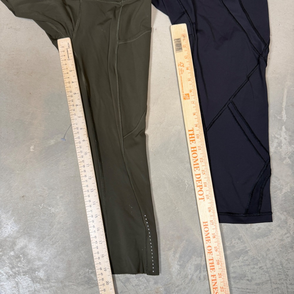 Lululemon Womens Capri Leggings Bundle Size 4 Olive Green Pockets Black Mesh Cap - Picture 7 of 8